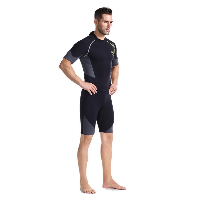 1.5mm Men's One-piece Short Sleeve Wetsuit Sunscreen Warm Surfing Deep Diving Thicker Snorkel Suit Medium Plus Size Swimsuit