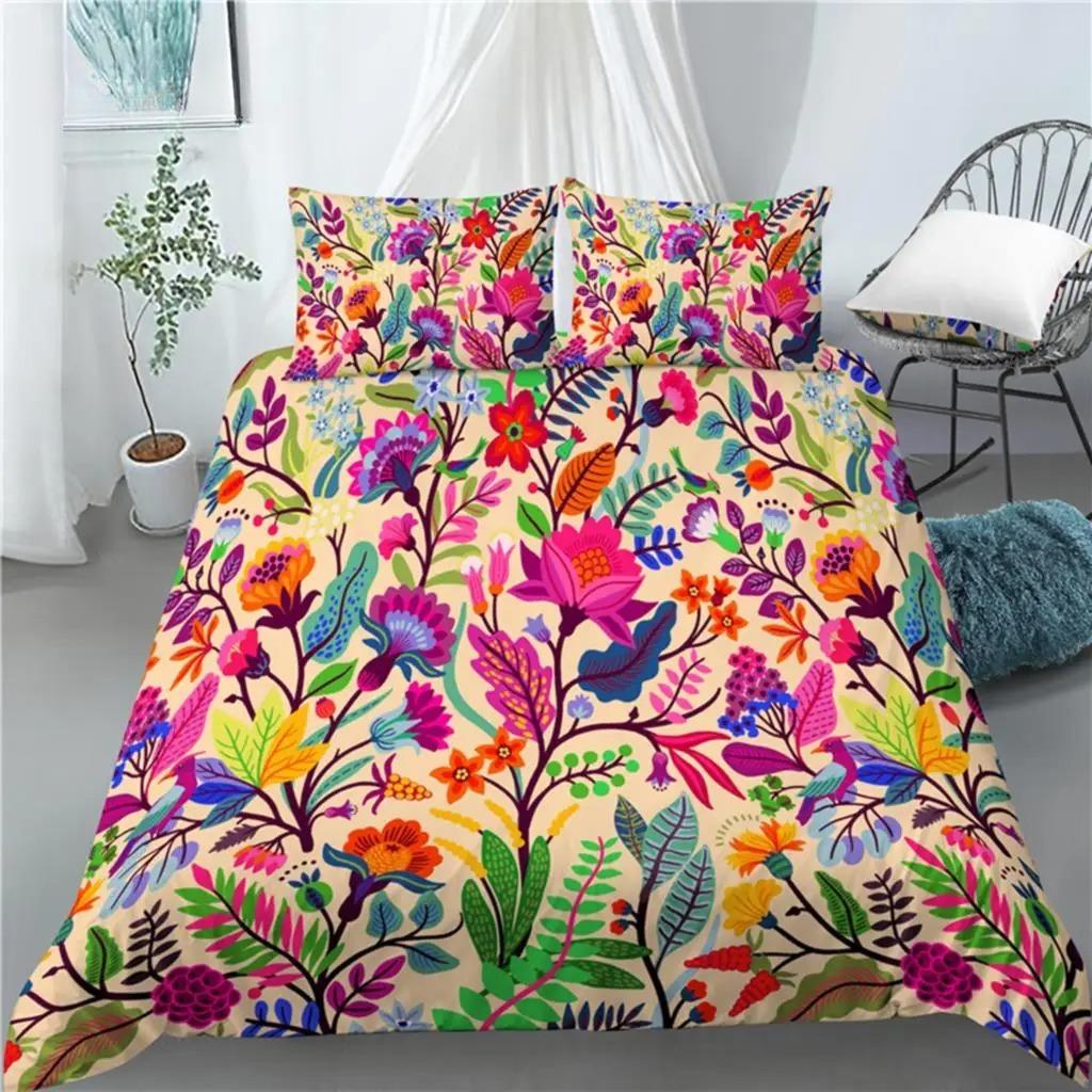 Home Living Luxury 3D Flower Print 2/3Pcs Comfortable Duvet Cover PillowCase Bedding Set Queen and King EU/US/AU Size
