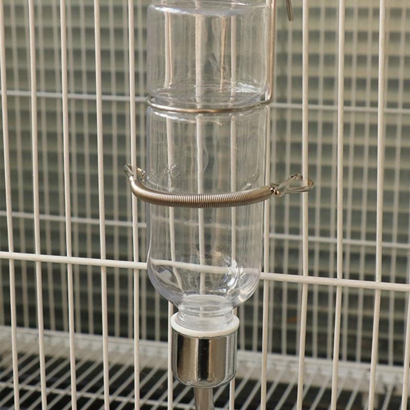 Metal Spring with 2 Clips Durable Stainless Steel Small Animal Cage Accessories Fixing Food Water Dispenser for Rabbit