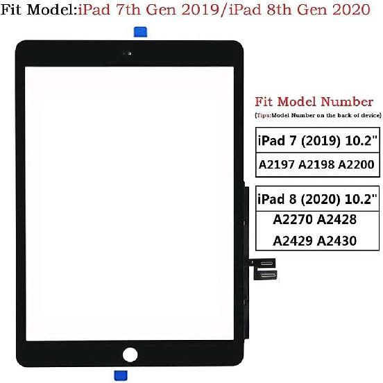 Touch Screen Digitizer for Black iPad 7/8 2019 2020 7th/8th Generation 10.2" A2197 A2198 A2200 A2270 A2428 A2429 A2430 Front Glass Assembly