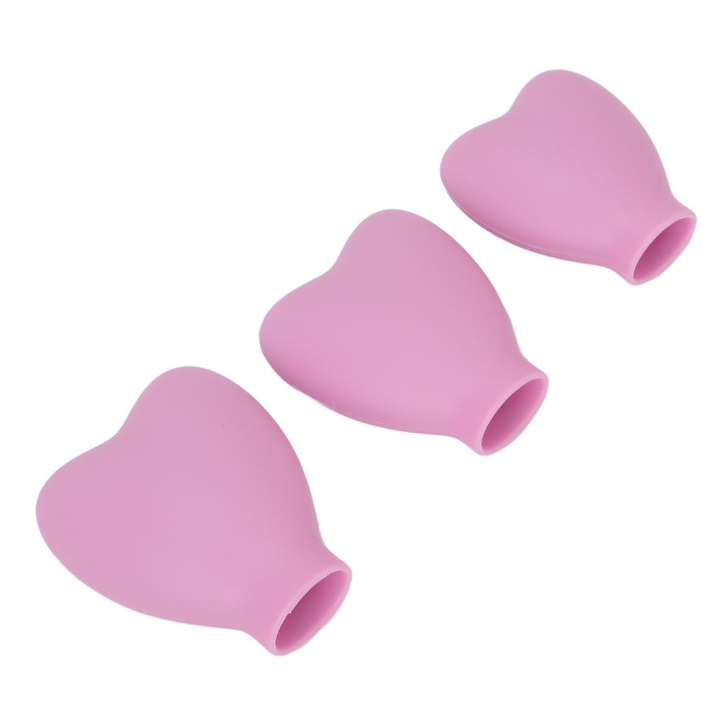 3pcs Makeup Brush Cover Portable Silicone Heart Shaped Cosmetic Brush Guard Cap for Women Girls