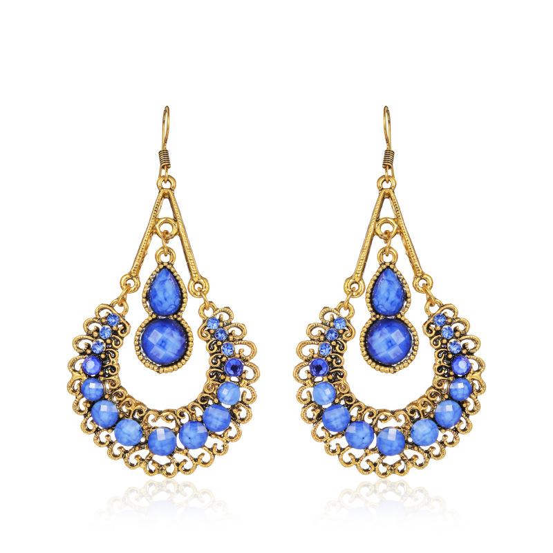 Ethnic Boho Women Drop Dangle Earrings Geometric Carved Hollow Bead Crystal Antique Bohemian Wedding Earring