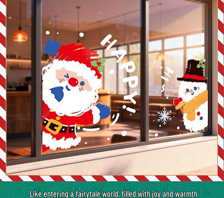Santa Claus Holiday Window Cling Stickers: Christmas Atmosphere Decoration for Glass Doors