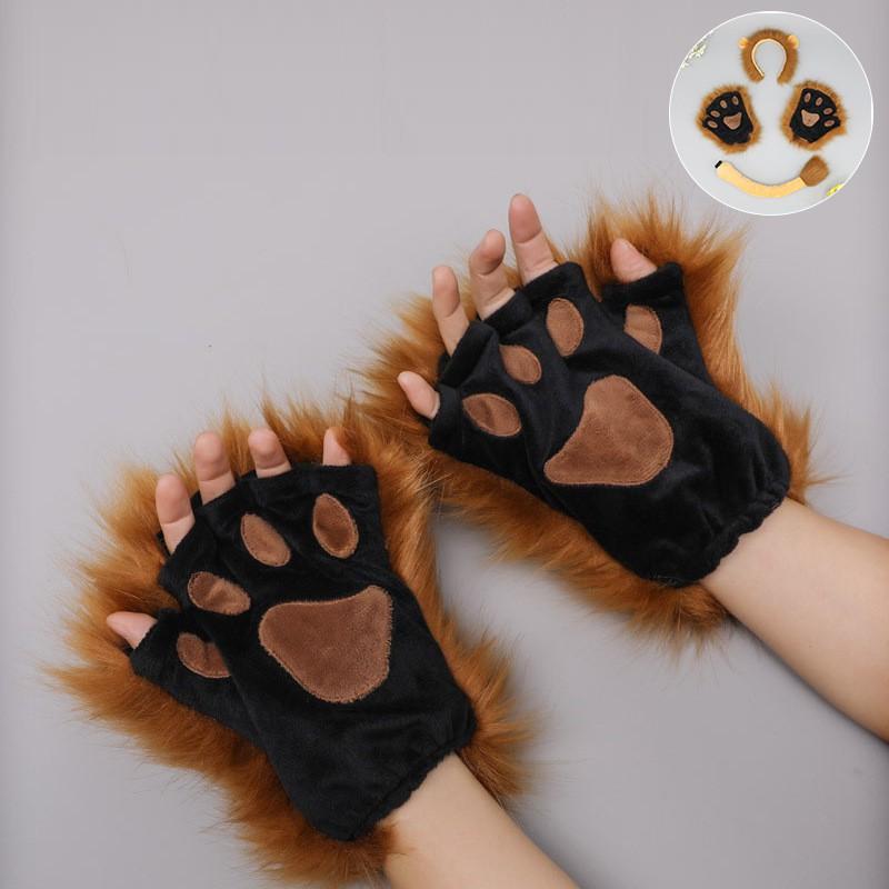 Furry Lion Ears Headband Halloween Costume Cosplay Animal Theme Party Accessory