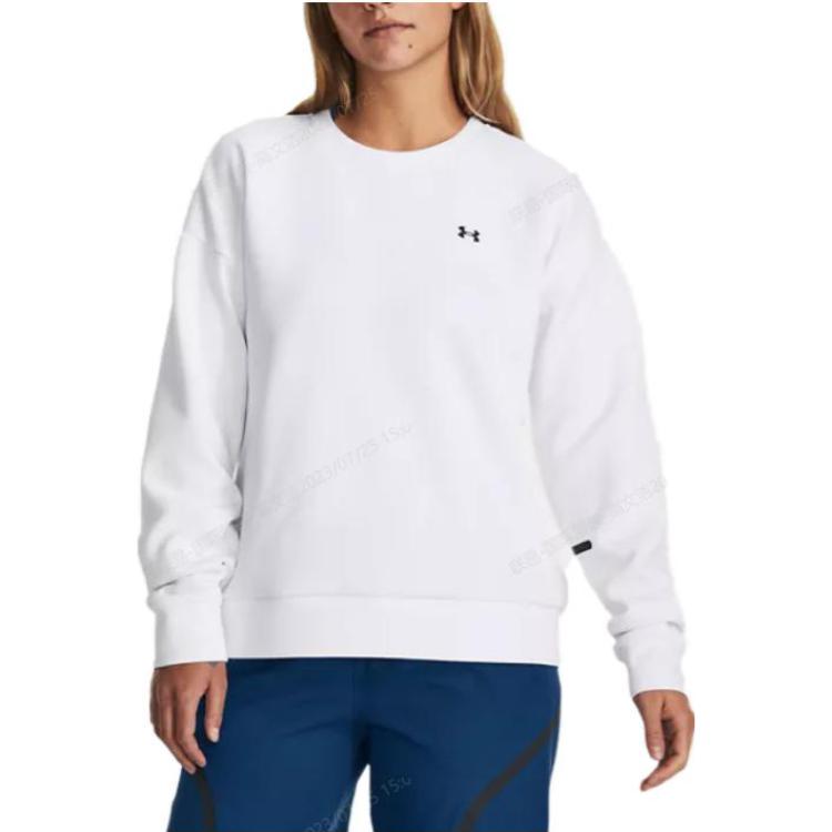 Under Armour Sweat-shirt décontracté à col rond et manches longues de couleur unie pour femmes blanc 1379835-100
