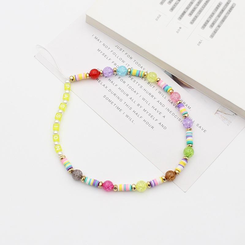 Mobile Phone Chain Beaded Colorful Cartoon Fruit Smiling Face Soft Pottery Letter Beaded To Prevent Mobile Phone from Hanging Chain.
