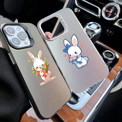 Cute Bunny Baby Rabbits For iPhone17,16,15,14,13,12,11 Plus,Pro Colorful Silver White Phone Case