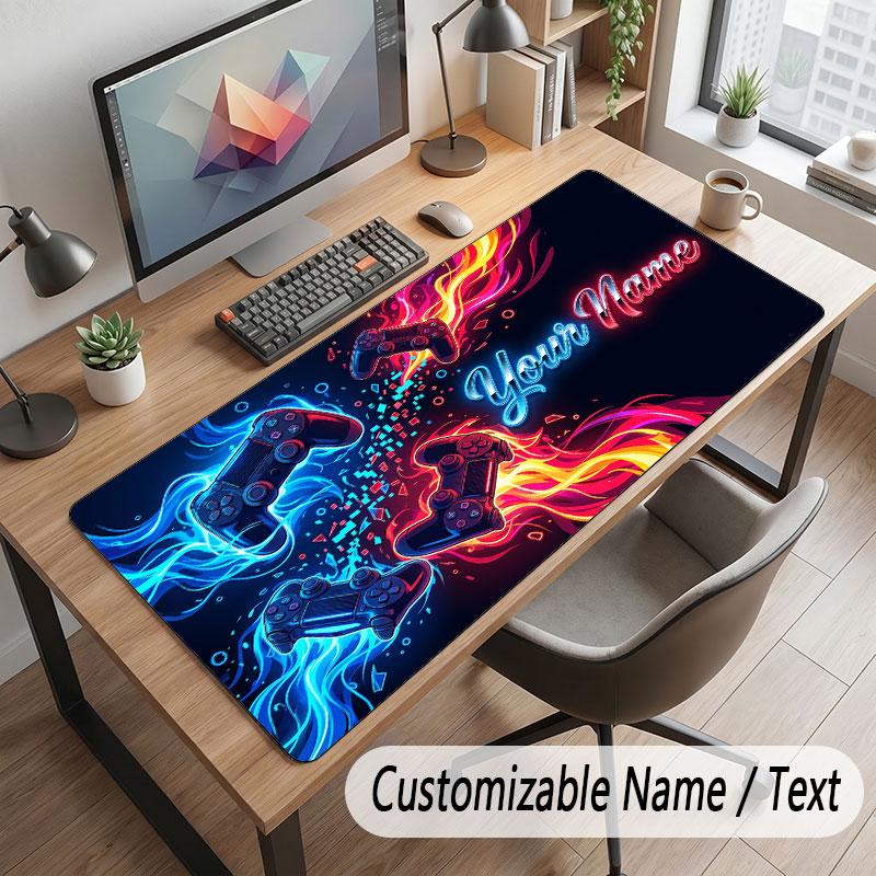 Game Controller Theme Customized Mouse Pad Personalized Print Name Text Desk Mat For Home Office Table Decor