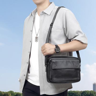 Men's Shoulder Bag Genuine Leather Men's Bow-top Layer Cowhide Casual Trend Lightweight Men's Crossbody Bag