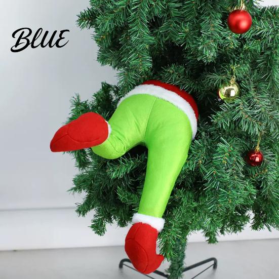 Xmas Tree Ornament for Kids Christmas Elf Stuffed Leg Ornaments Santa Green/Red Legs Decorations Poseable Indoor Fireplace Holiday Door Wreath
