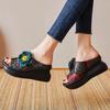 Fashion GKTINOO 2025 Retro Slippers Genuine Leather Shoes Handmade Slides Flip Flop On The Platform Clogs For Women Flower Woman Slipper
