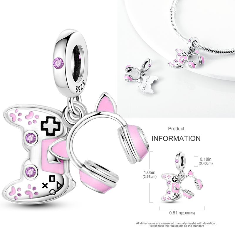 New Copper Charms Beads Pink Series Perfume Cake Princess Skirt Pendant Fit Original Bracelet Diy Jewelry Gifts