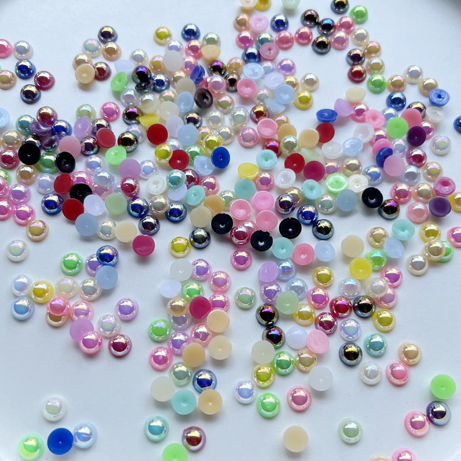 AB Color Abs 6mm Semi-round Beads Diy Jewelry Button Dress Decorative Beads Handmade Accessories 200 Pieces/batch