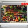 2D Old Town Grocery Backdrop, Fresh Market Scene Background for Farm-to-Table & Organic Events