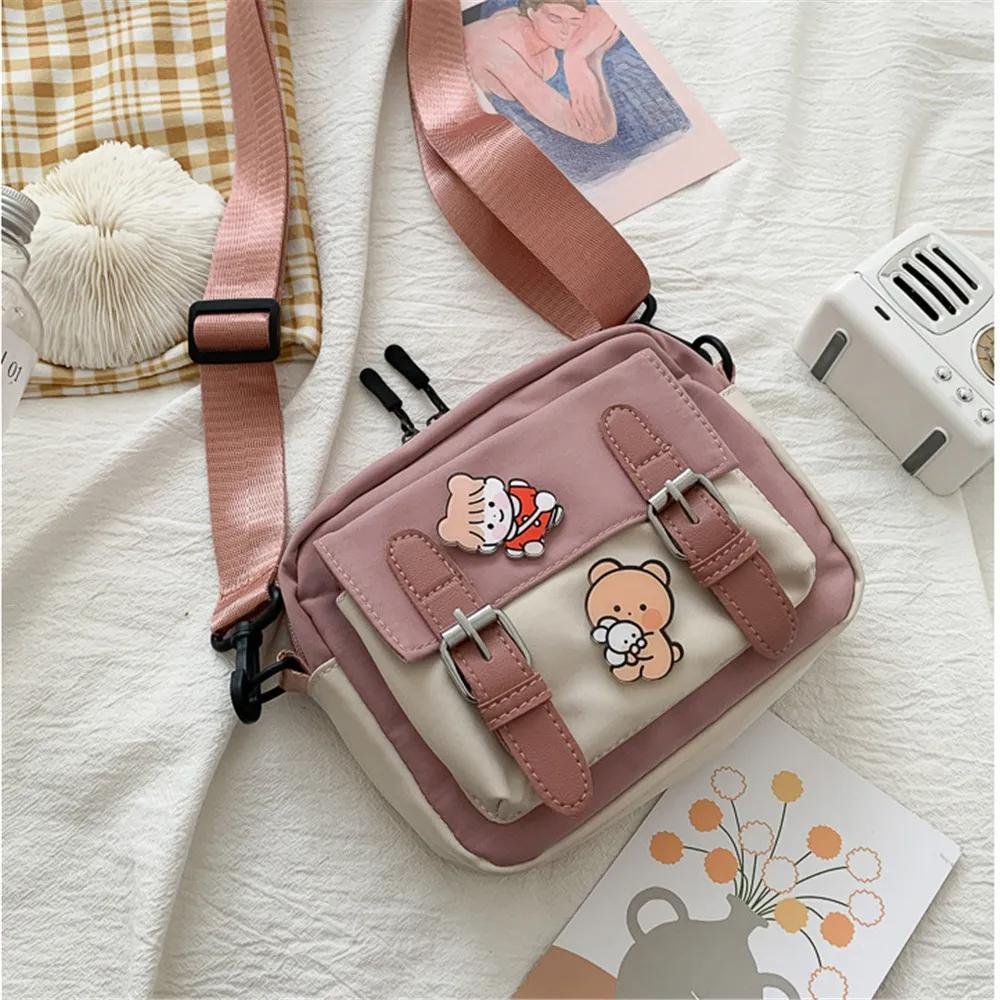 

Милая девушка цветная нейлоновая сумка через плечо для студентов повседневная сумка через плечо сумка для телефона кошелек