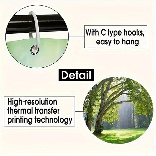 1pc Shower Curtain - Serene Forest Scene with Sunlight Filtering Through Trees Waterproof