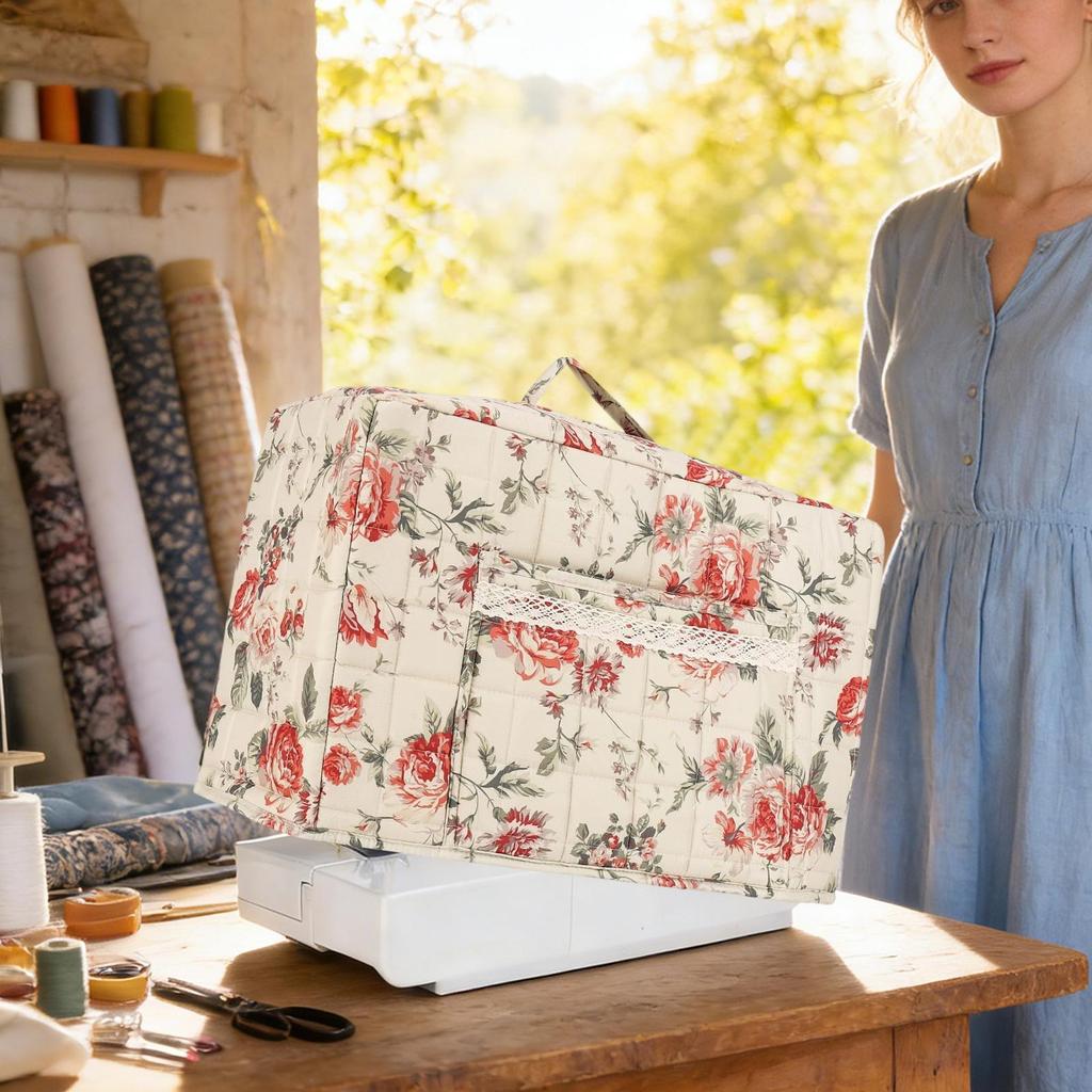 2-in-1 Nähmaschinen-Staubschutz Nähwerkzeug-Aufbewahrungskorb Boho Trage-Tasche Stepp-Nähmaschinenabdeckung Schutz