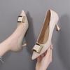 Square Buckle Black High Heels Women's Autumn New Thin Heels Niche Not Tired Feet Pointed Head Shallow Mouth Work Single Shoes Women