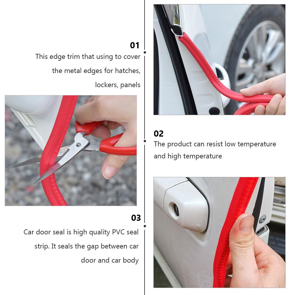 ABOOFAN Car Door Mall, Red, 15.7 inches (400 cm), U-Shaped, Built-In Steel Billet, Edge