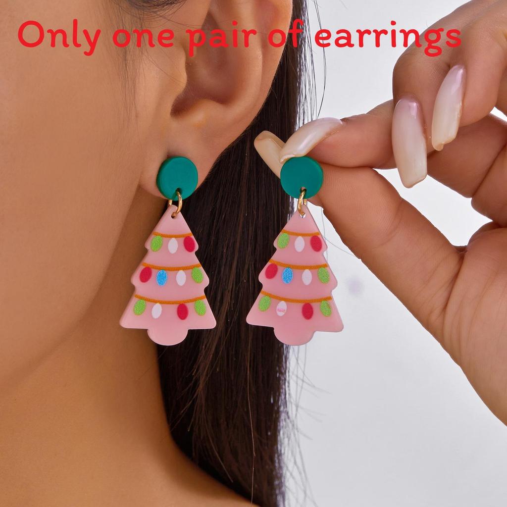 Christmas Series Acrylic Earrings With Santa Claus Rudolph And Christmas Lights For Holiday Fashion