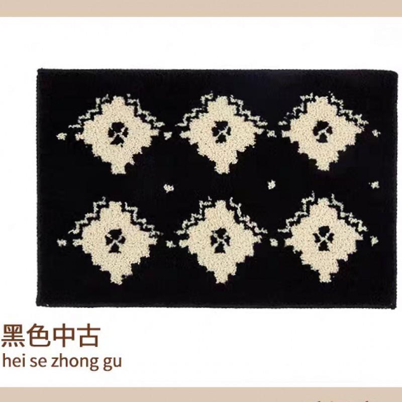 Soft Faux Wool Bath Mat Bathroom Entryway Non-Slip Floor Rug Modern Minimalist Style Washable Plush Doormat