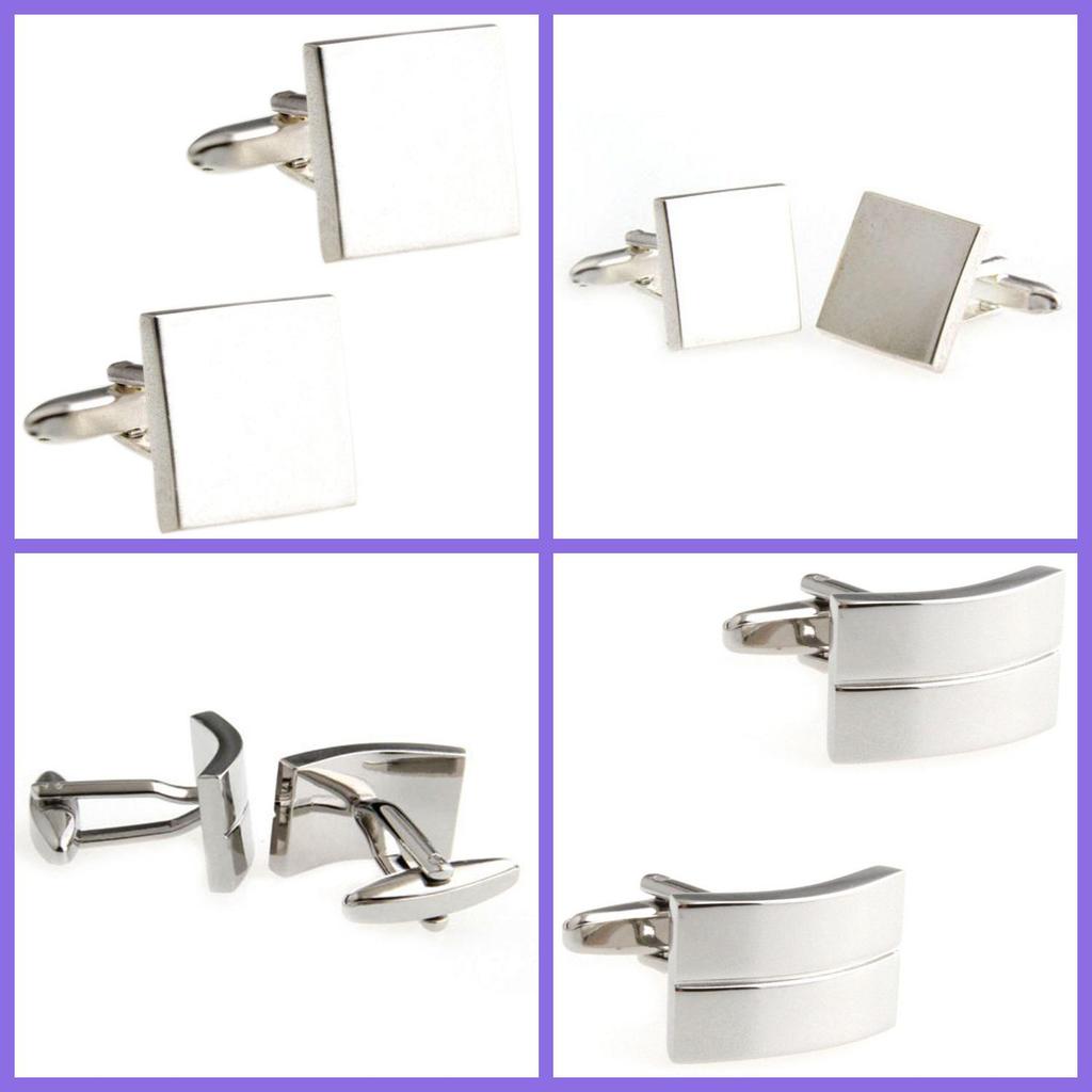 V-förmige Metallmanschettenknöpfe mit lasergraviertem Logo und gebürsteter Oberfläche