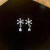 Luxury Zircon Snowflake Earrings for Women Full Rhinestone  Girls Party Jewelry Gift