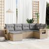 Vidaxl 6-Cz. Garden Furniture Set With Cushions, Beige, Poly Rattan