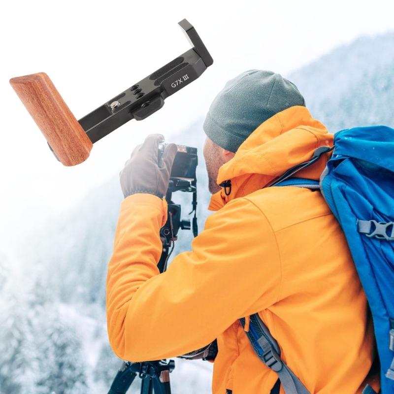Wooden Grip L Brackets Handle for G7XII G7XIII Quick Release Plate System ArcaSwiss Mount for Comfortable Shoots