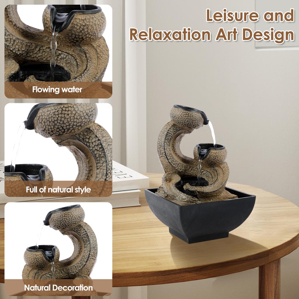 Portable Water Feature Decorative Water Fountain Resin Desk Fountain Small Tabletop Fountain for Indoor Living Room Home Decor