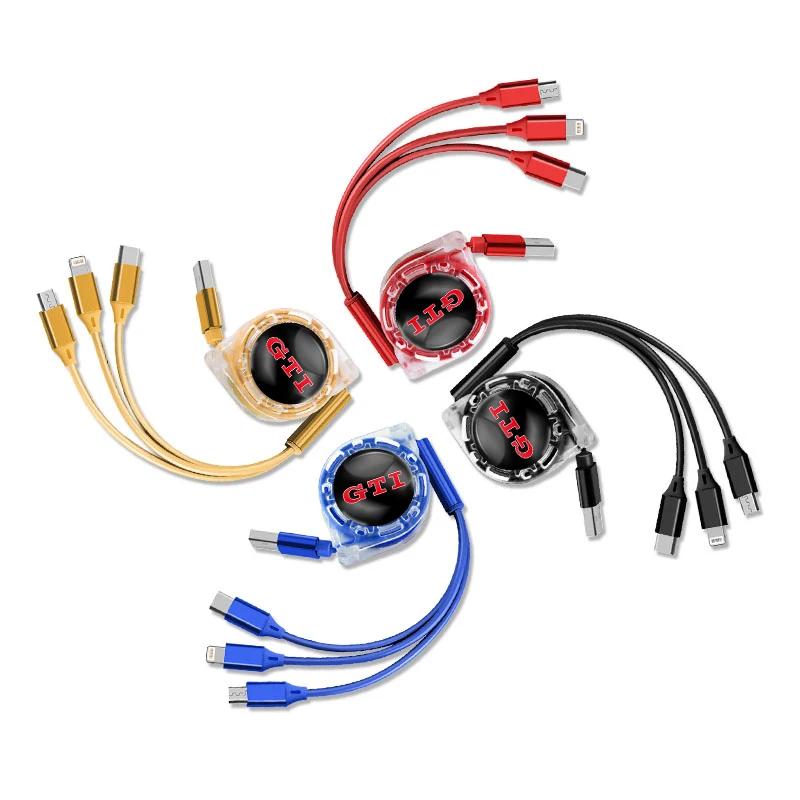 

2025 Hot 3 In 1 Micro USB Type C Charging Cable Multi Charger For Volkswagen Scirocco Tiguan GTI R Polo R-Line Magotan Golf T-RO Blue