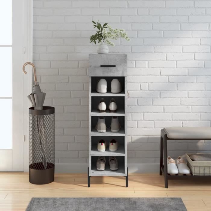 VidaXL Shoe Cabinet Concrete Grey 30x35x105 Cm Engineered Wood 829688