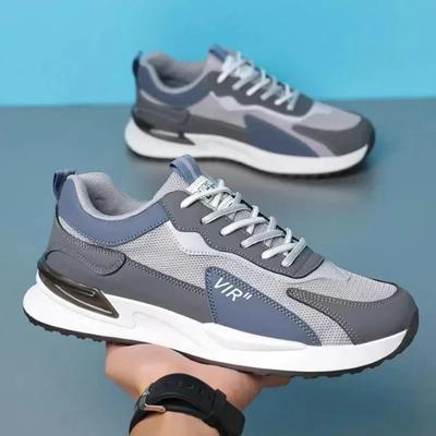 Zapatos Hombre Zapatillas de Malla Pu Transpirables con Cordones Zapatilla de Running Casual Suela de Goma Antidesgaste Zapatillas Para Hombre Caminar Exterior