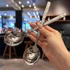 Glacier patterned stainless steel hammer patterned spoon, long handled household dining fork set dinner sets faqueiro