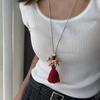 Natural Minimalist Design Zebra Tassel Long Pendant Necklaces For Women  Versatile Adjustable Sweater Chain Jewelry