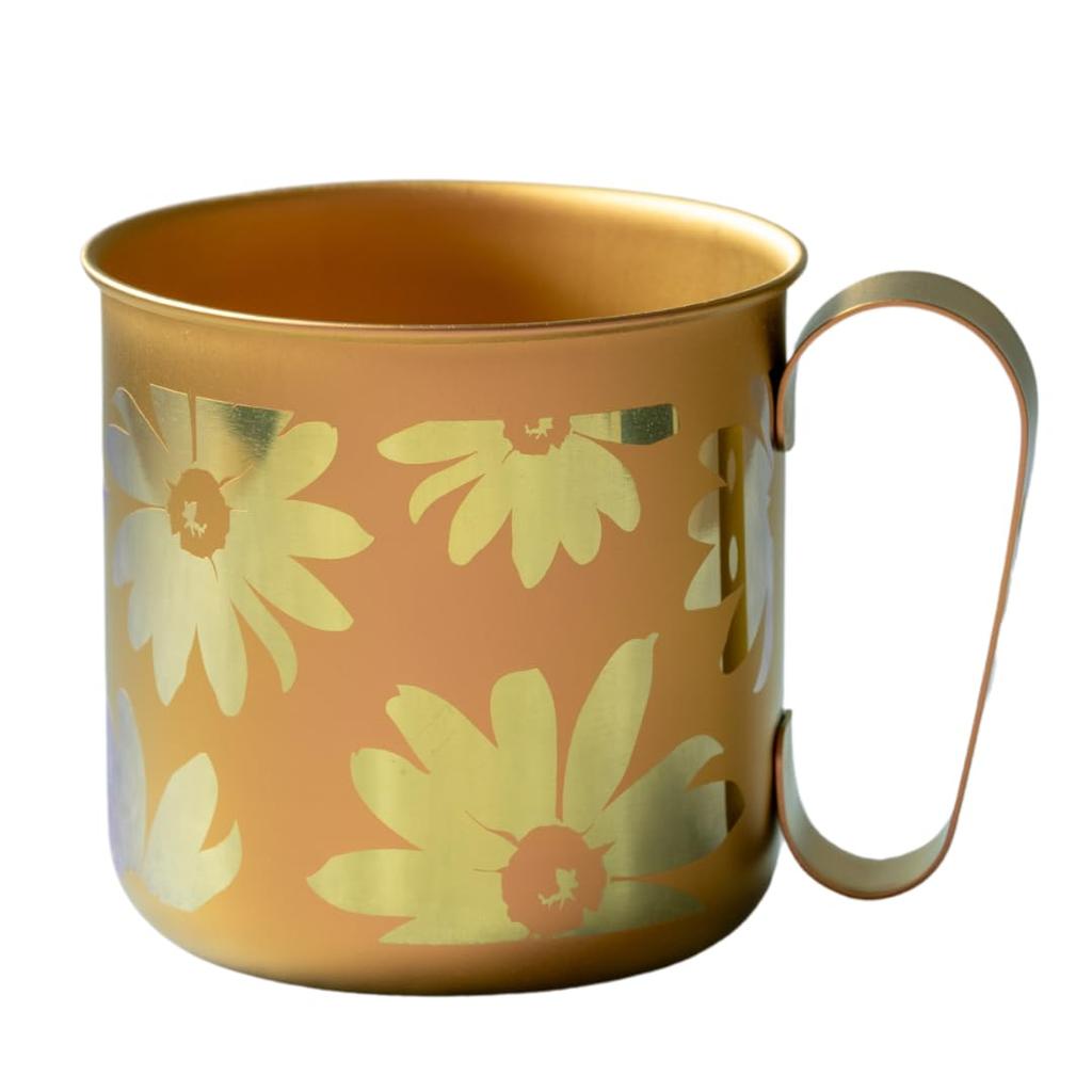 HORIE Pure Titanium Design Flower Kids Mug, Design, Outdoor, Gift, Lightweight, Rust-Resistant (320ml) (Orange Flower)