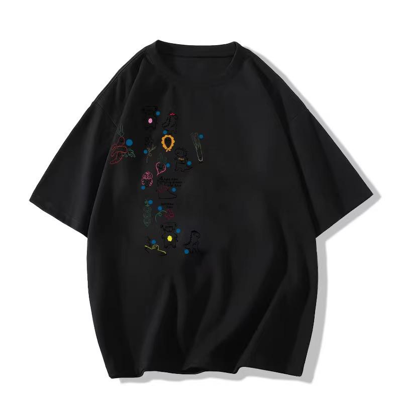 Women's 2025 Summer Cotton Short Sleeve T-Shirt with Straight Shoulder Design