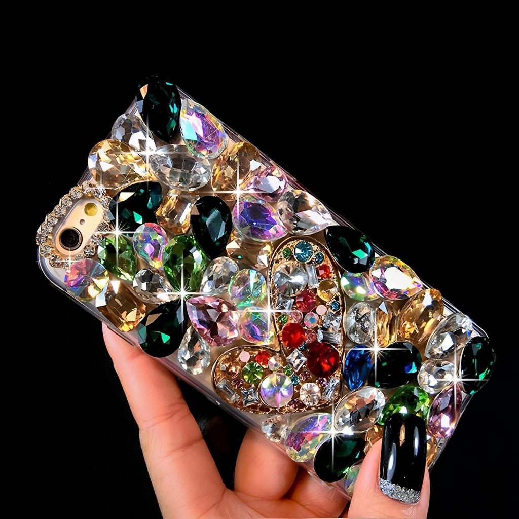 Glitter Rhinestone Phone Case For Samsung Galaxy A57 A37 A56 A36 A26 A55 A35 A25 A54 A34 A24 A52 A72 4G 5G Colorful Crystal Gemstone 3D Bling Cover
