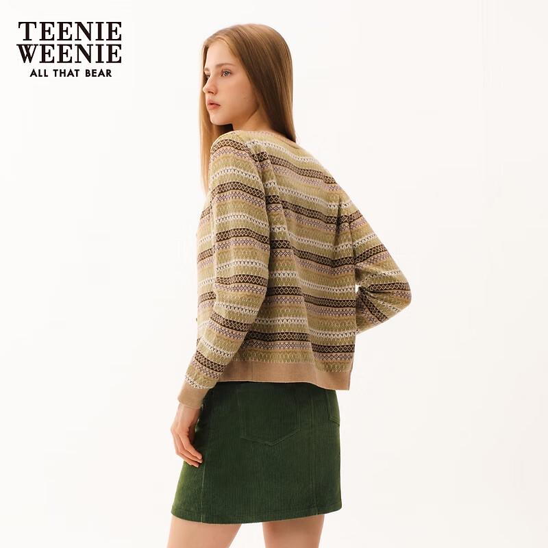 Teenie Weenie Women's Striped Bear Jacquard Knit Cardigan