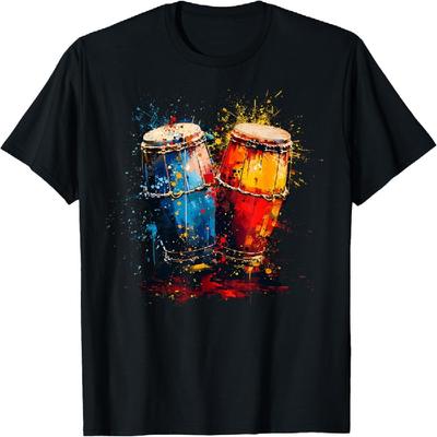 Künstlerisches buntes Pop-Art bemaltes Congas T-Shirt