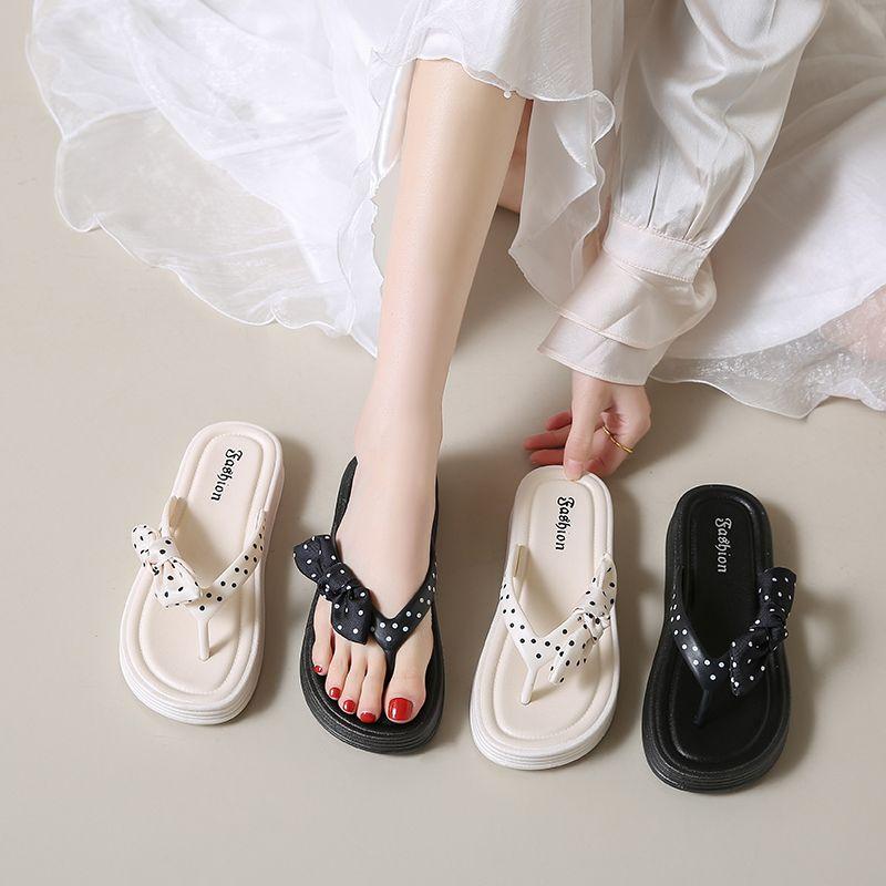 Shoes Kawaii with Bow Flat White Women's Flip Flops Slippers and Ladies Sandals Designer Luxury Low Price Non Slip Casual Slides