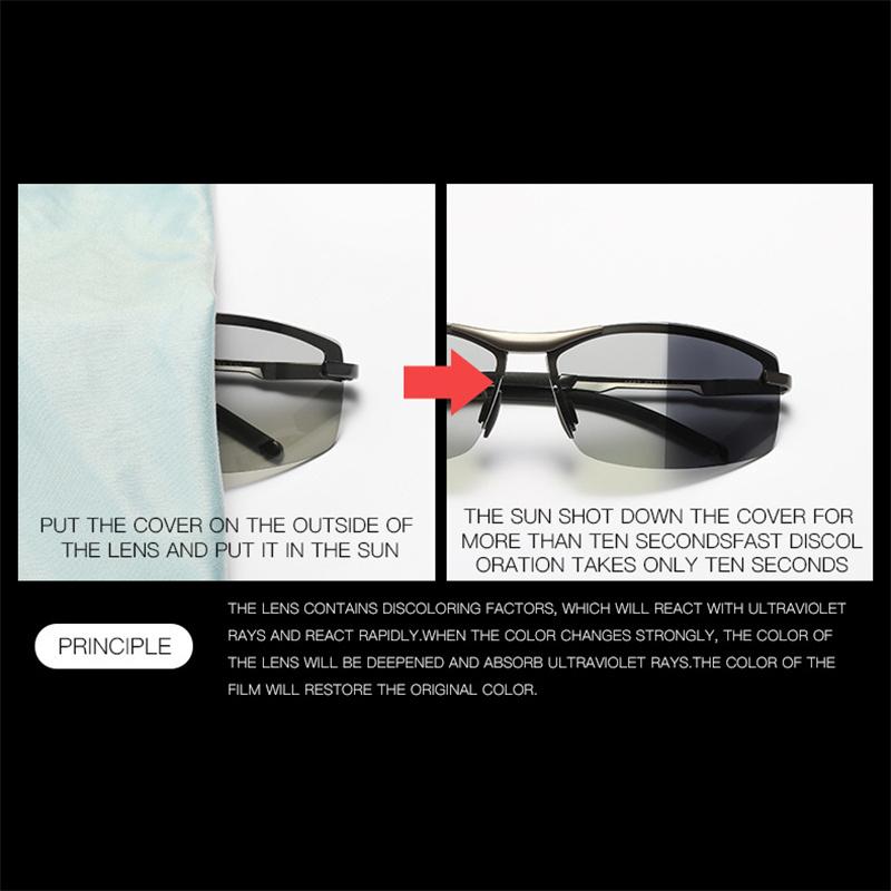 Photochromic Polarized Sunglasses Men Sunglasses Anti Glare UV400 Glasses Outdoors Fishing Driving Goggles
