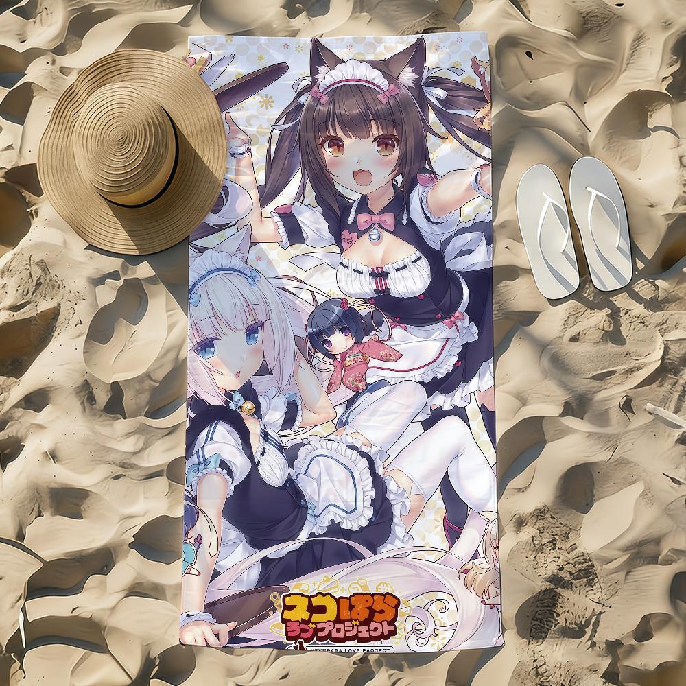 Anime N-nekopara-a Cartoon Towel Beach Towel Oversized Quick Dry Towel Absorbent Soft Swim BeachTowels for Men Women