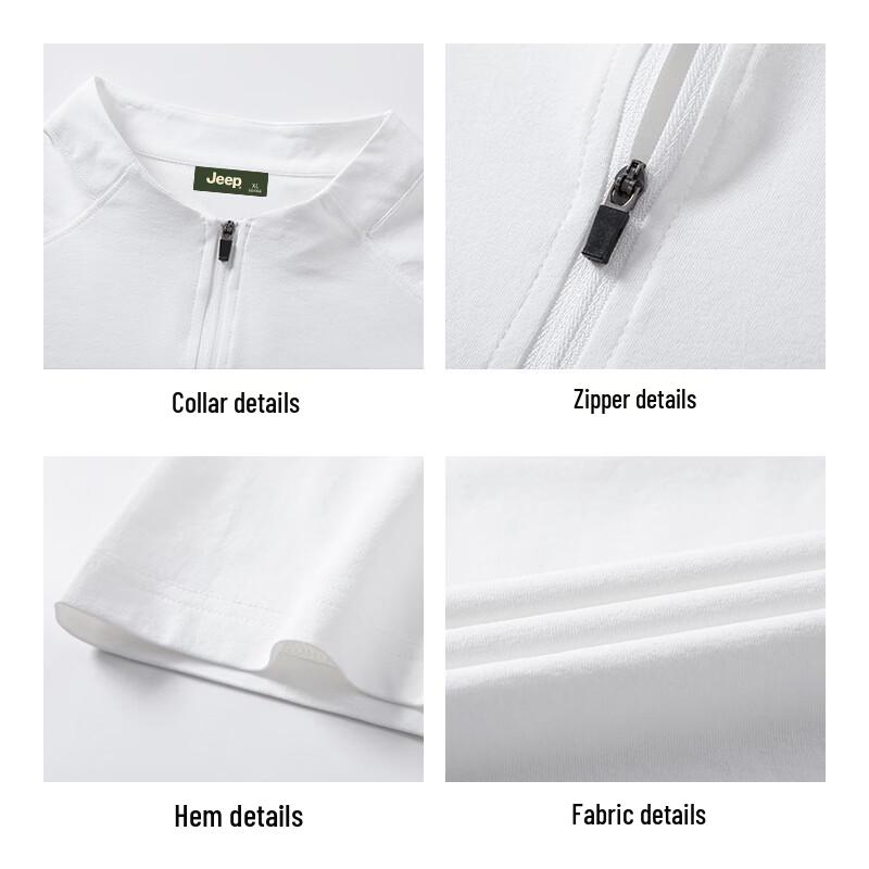 JEEP Men's 5A Anti-Bacterial Quick-Dry Stand Collar Half-Placket T-Shirt
