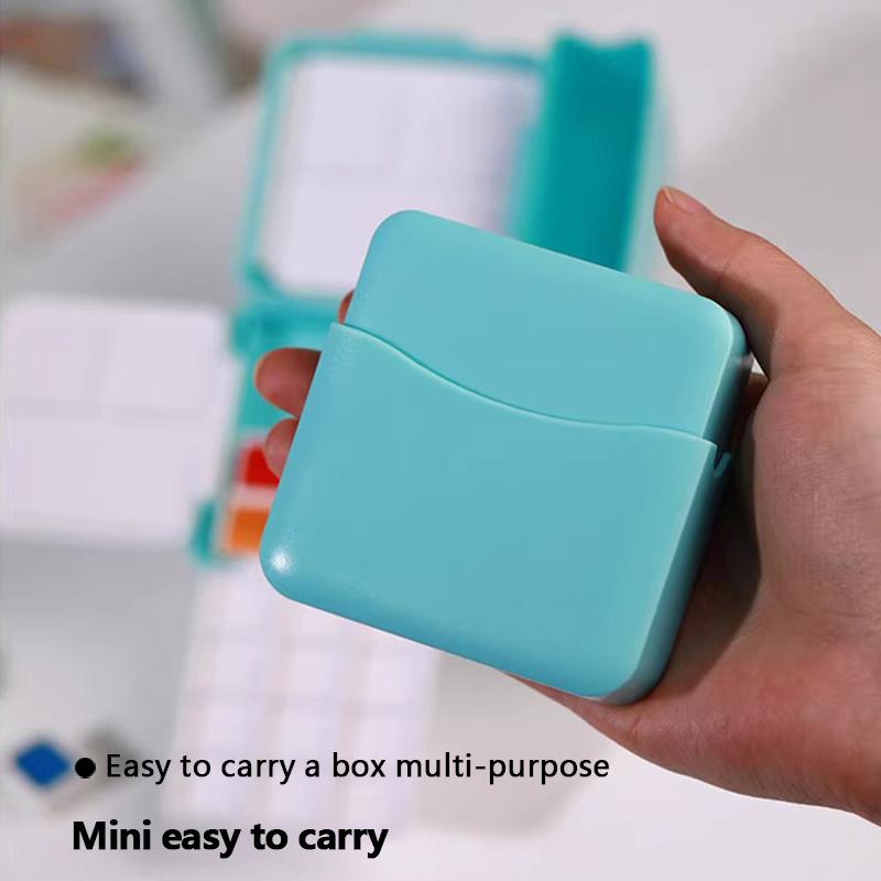 Portable Travel Watercolor Plastic Painting Box with Palette Half Pan Mini Paint Storage Case for Artist Gouache Oil Painting