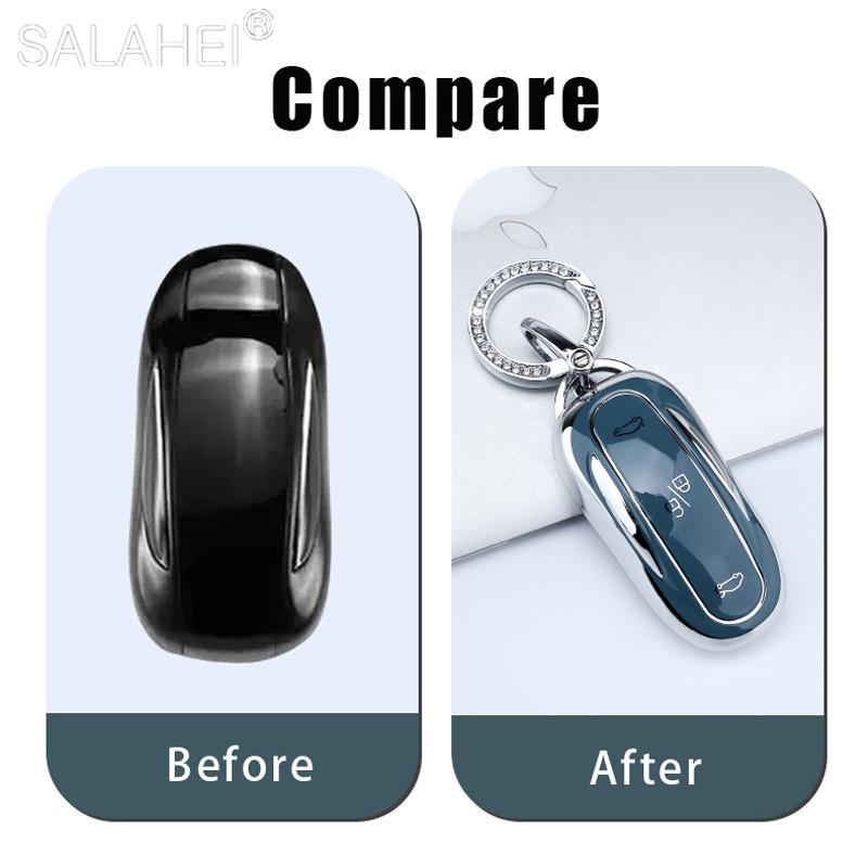 Soft Tpu Car Smart Remote Key Fob Case Full Cover Protector Holder Shell For Tesla Model 3 X S Y Keyless Keychain Accessories