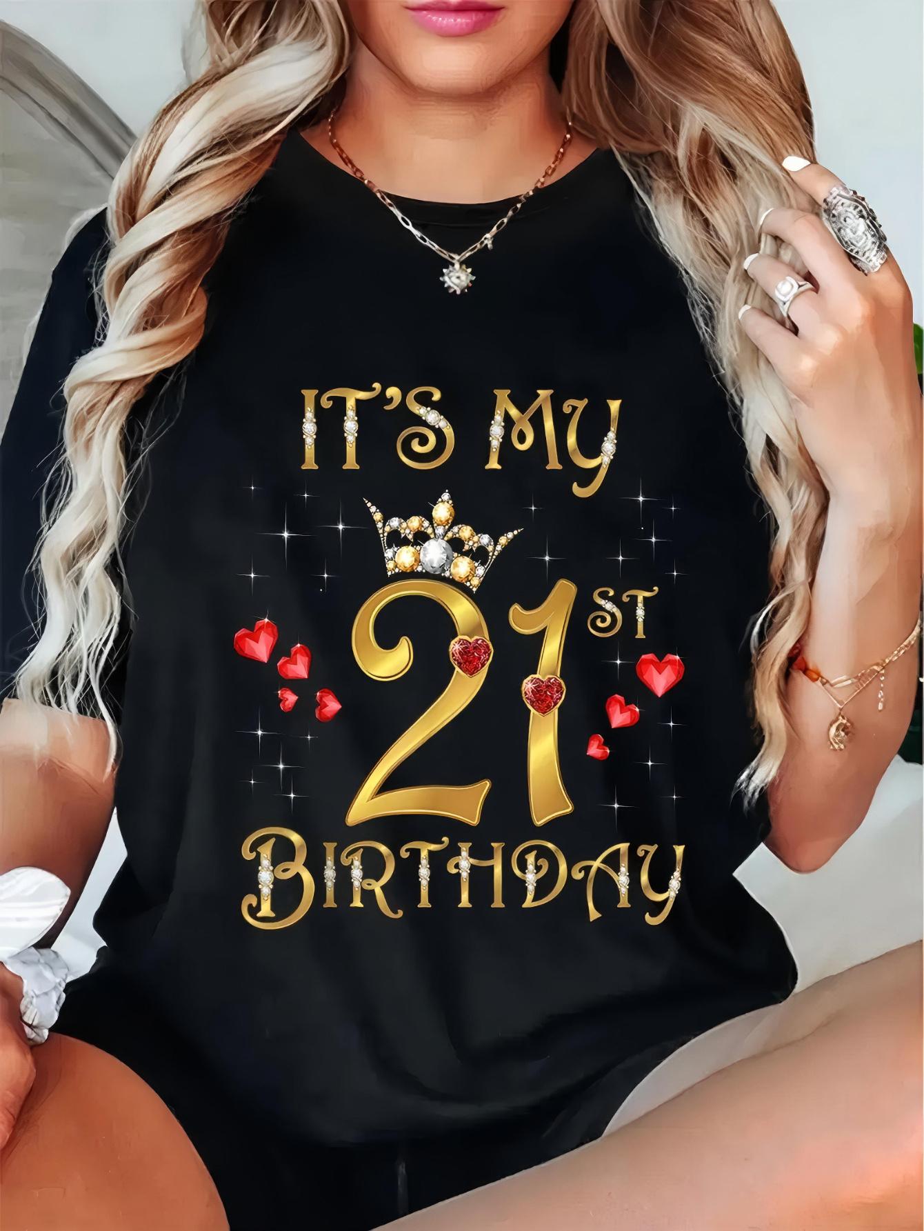 It s My 21st Birthday Crown Gem Hearts T-shirt XXXXL
