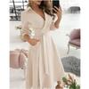 Robe Bodycon imprimée à manches longues et col en V pour femme - Printemps/Été 2024