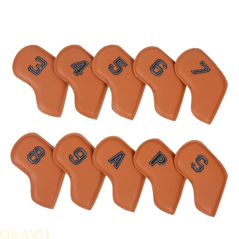 A1A2 10Pcs Wedges Iron Club Protective Headcover Putter Protector PU Leather Golfs Iron Club Head Cover Golfs Supplies
