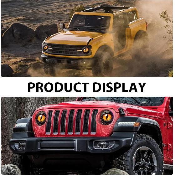 2 PCS Car Beast Eyes Decals, 3D Stereo Beast Eyes Stickers, Water-Proof Round Light Decal, Cool Beast Eyes Light Decoration Stickers, Suitable For